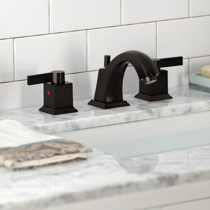 Kingston Brass FSC4685NQL Meridian Widespread Bathroom Faucet with Retail Pop-Up Drain, Oil Rubbed Bronze