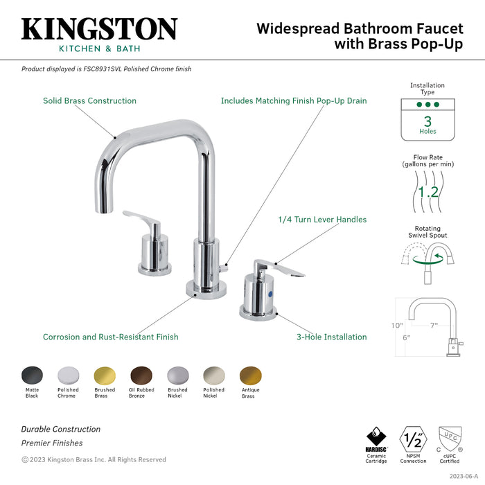Kingston Brass FSC8935SVL Serena Widespread Bathroom Faucet with Pop-Up Drain, Oil Rubbed Bronze
