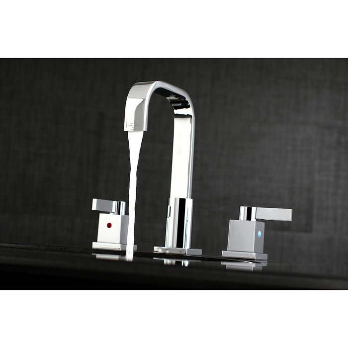 Kingston Brass FSC8961NQL Meridian Widespread Bathroom Faucet with Retail Pop-Up Drain, Polished Chrome