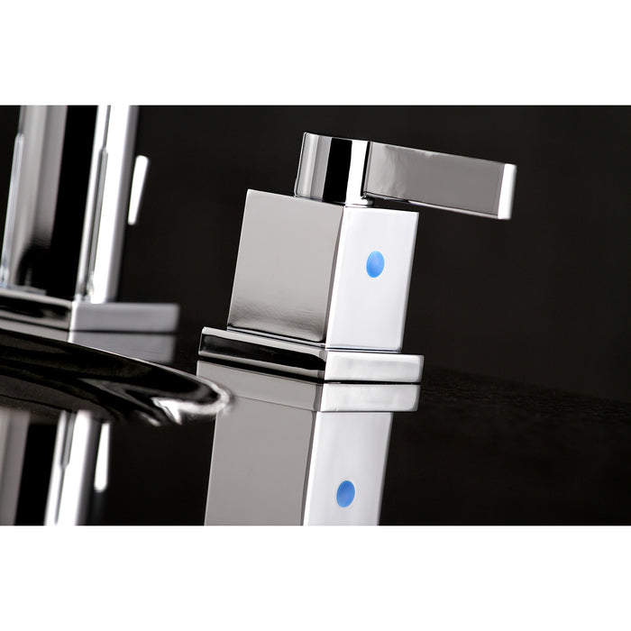 Kingston Brass FSC8961NQL Meridian Widespread Bathroom Faucet with Retail Pop-Up Drain, Polished Chrome