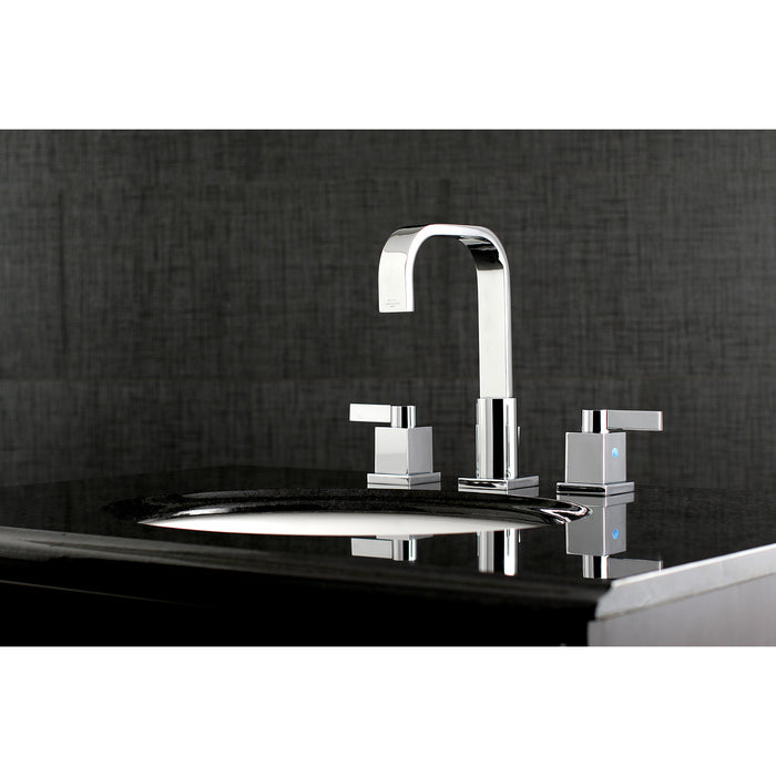 Kingston Brass FSC8961NQL Meridian Widespread Bathroom Faucet with Retail Pop-Up Drain, Polished Chrome