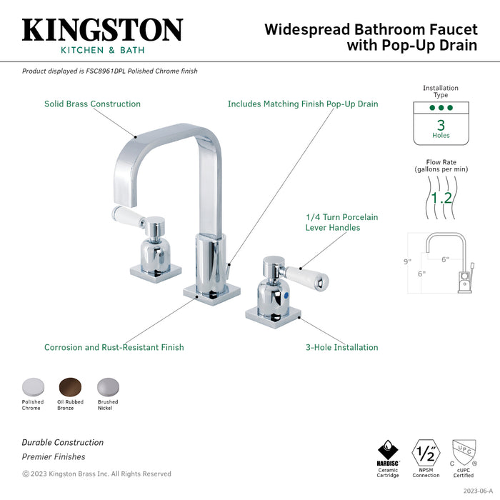 Kingston Brass FSC8965DPL Paris Widespread Bathroom Faucet with Pop-Up Drain, Oil Rubbed Bronze