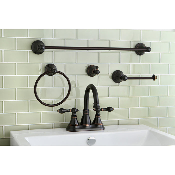 Kingston Brass FSK1616ACL American Classic Double-Handle 4" Centerset Bathroom Faucet with 4-Piece Bathroom Accessories, Naples Bronze