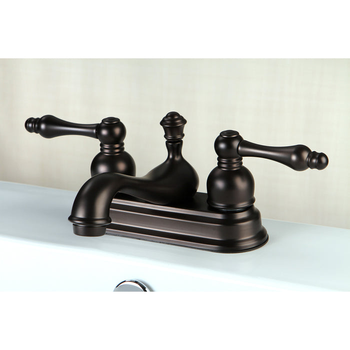 Kingston Brass FSY3605ACL American Classic Double-Handle 4" Centerset Bathroom Faucet with Pop-Up Drain, Oil Rubbed Bronze