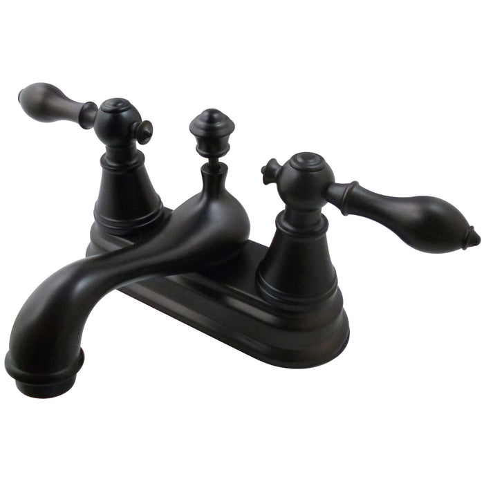 Kingston Brass FSY3605AL English Classic Double-Handle 4" Centerset Bathroom Faucet with Pop-Up Drain, Oil Rubbed Bronze