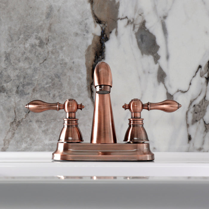 Kingston Brass FSY561ACLAC American Classic Double-Handle 4" Centerset Bathroom Faucet with Pop-Up Drain, Antique Copper