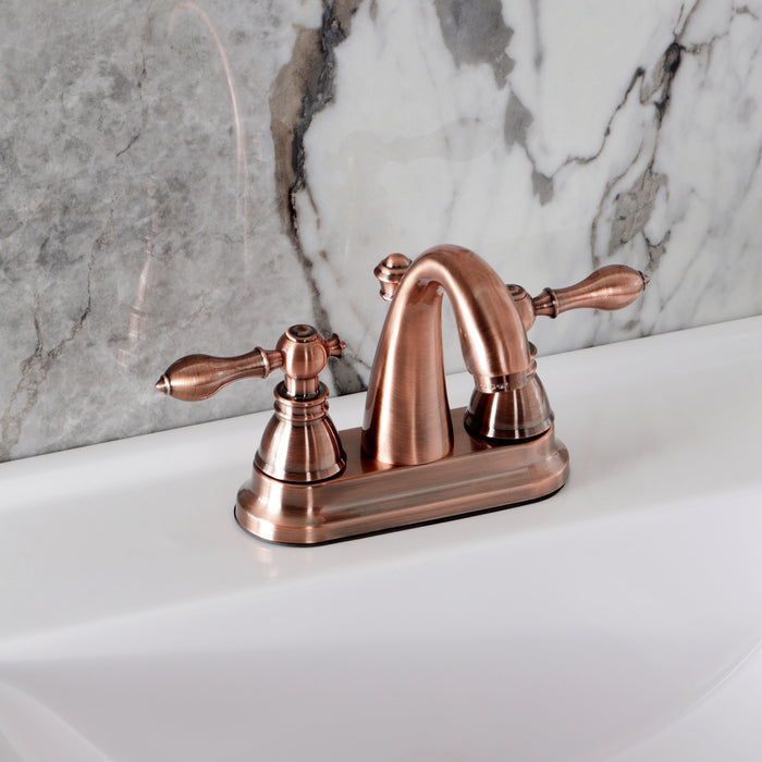Kingston Brass FSY561ACLAC American Classic Double-Handle 4" Centerset Bathroom Faucet with Pop-Up Drain, Antique Copper