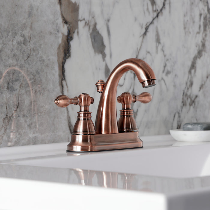 Kingston Brass FSY561ACLAC American Classic Double-Handle 4" Centerset Bathroom Faucet with Pop-Up Drain, Antique Copper