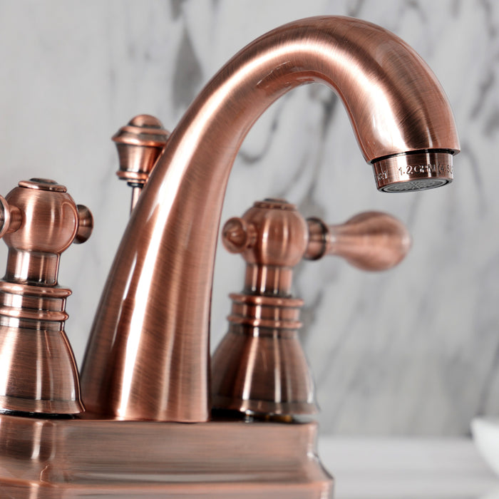 Kingston Brass FSY561ACLAC American Classic Double-Handle 4" Centerset Bathroom Faucet with Pop-Up Drain, Antique Copper