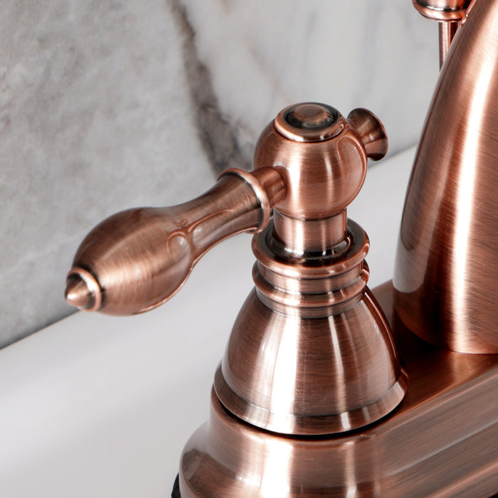 Kingston Brass FSY561ACLAC American Classic Double-Handle 4" Centerset Bathroom Faucet with Pop-Up Drain, Antique Copper