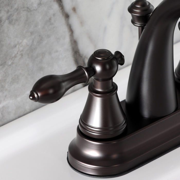 Kingston Brass FSY7615AL English Classic Double-Handle 4" Centerset Bathroom Faucet with Pop-Up Drain, Oil Rubbed Bronze