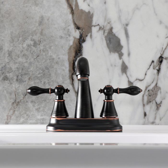 Kingston Brass FSY7616AL English Classic Double-Handle 4" Centerset Bathroom Faucet with Pop-Up Drain, Naples Bronze