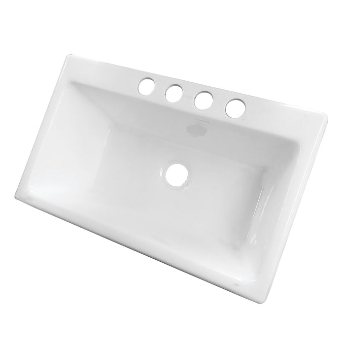 Gourmetier GCKUS362211 Towne 36" Cast Iron Single Bowl Undermount Kitchen Sink (4-Hole), White