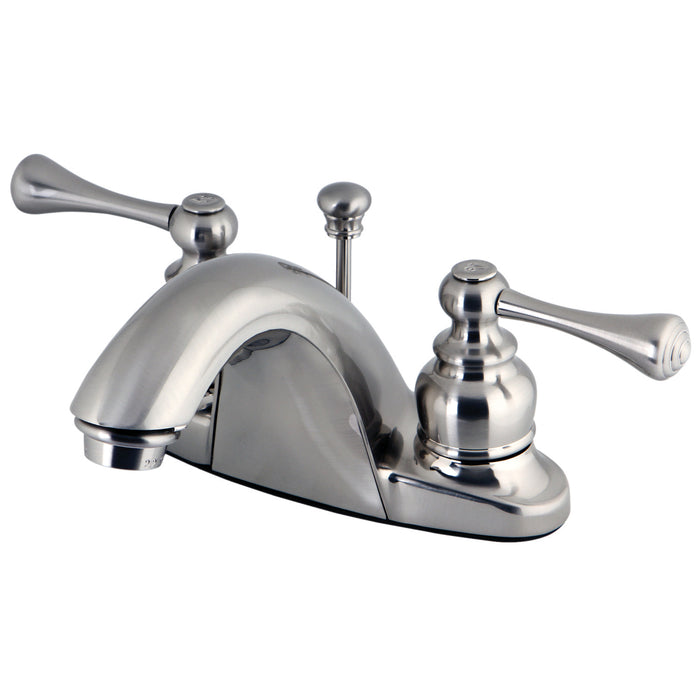 Kingston Brass GKB7648BL English Country Double-Handle 4" Centerset Bathroom Faucet with Pop-Up Drain, Brushed Nickel
