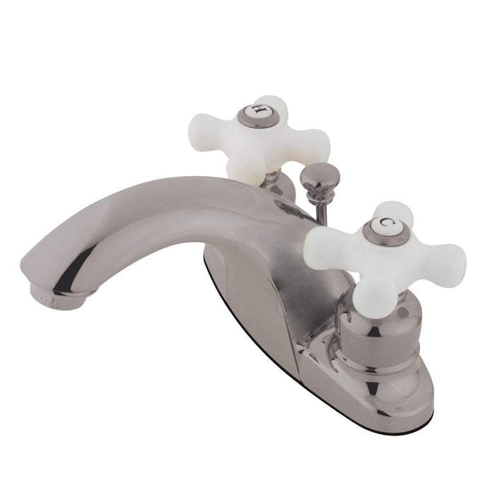 Kingston Brass GKB7648PX English Country Double-Handle 4" Centerset Bathroom Faucet with Pop-Up Drain, Brushed Nickel