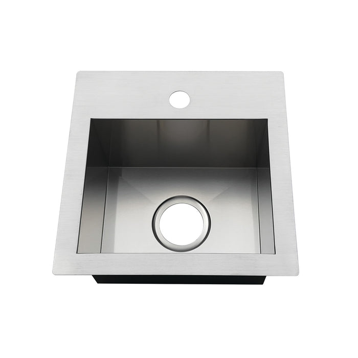 Gourmetier GKDS151581 Uptowne 15" Stainless Steel Self-Rimming Single Bowl Dual Mount Kitchen Sink, Brushed