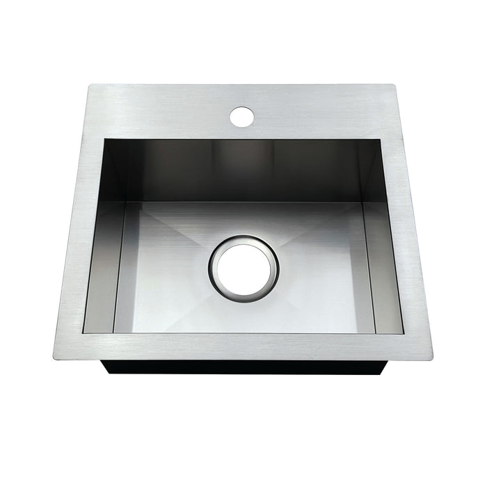 Gourmetier GKDS191781 Uptowne 19" Stainless Steel Single Bowl Dual Mount Kitchen Sink, Brushed