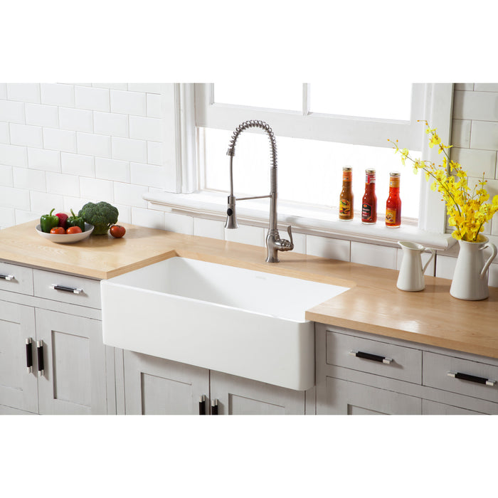 Gourmetier GKFA361810BC Solid Surface Matte Stone Apron Front Farmhouse Single Bowl Kitchen Sink, Matte White