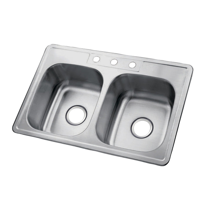 Gourmetier GKTD332283 Drop-in Double Bowl Kitchen Sink, Brushed