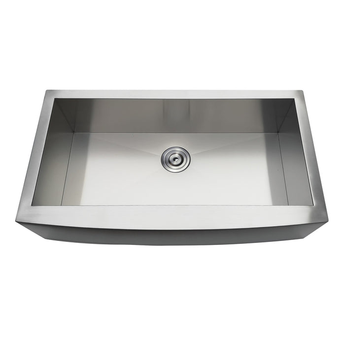 Gourmetier GKTSF36209 Uptowne 36" Stainless Steel Apron-Front Single Bowl Farmhouse Kitchen Sink with Strainer, Brushed