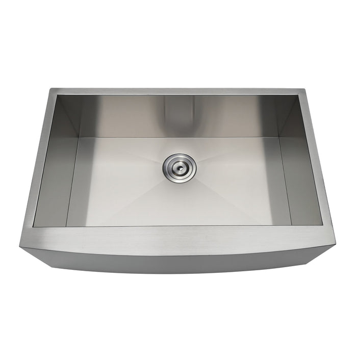 Gourmetier GKUSF30209 Uptowne 30" Stainless Steel Apron-Front Single Bowl Farmhouse Kitchen Sink with Strainer, Brushed