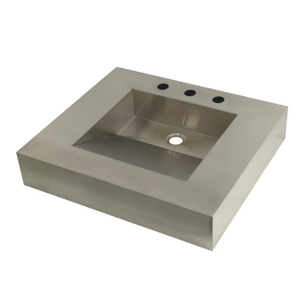 Kingston GLTS25225 25" Stainless Steel Console Sink (8-Inch, 3-Hole), Brushed Stainless Steel