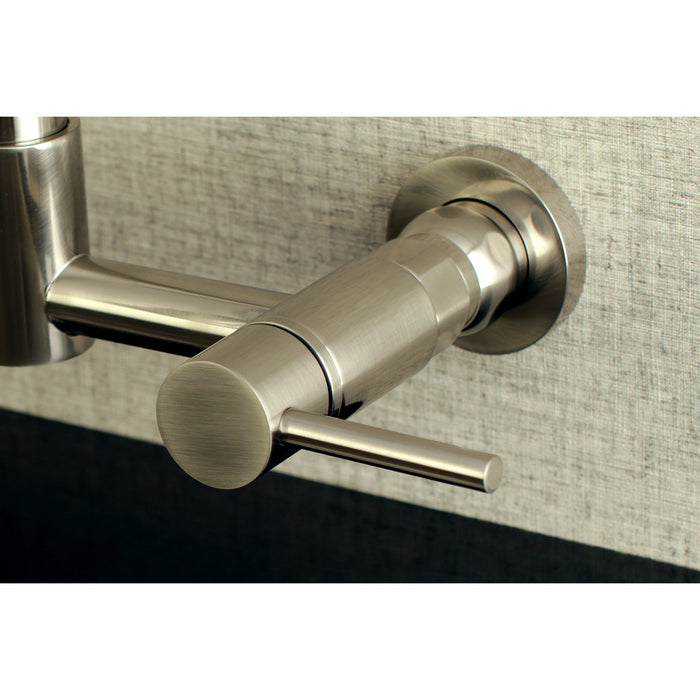 Gourmetier GS8188DL Concord Double-Handle Wall-Mount Pre-Rinse Bridge Kitchen Faucet, Brushed Nickel