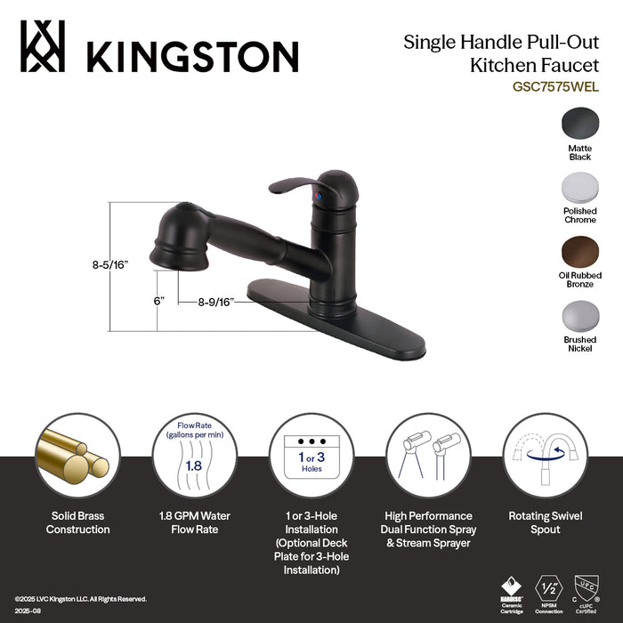 Gourmetier GSC7575WEL Eden Single-Handle Pull-Out Kitchen Faucet, Oil Rubbed Bronze