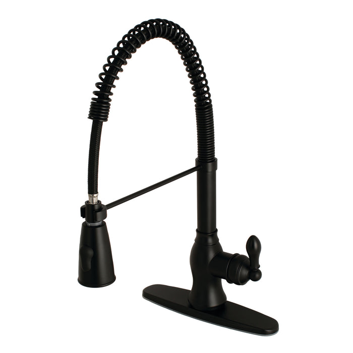 Gourmetier GSY8890ACL American Classic Single-Handle Deck-Mount Pre-Rinse Kitchen Faucet, Matte Black