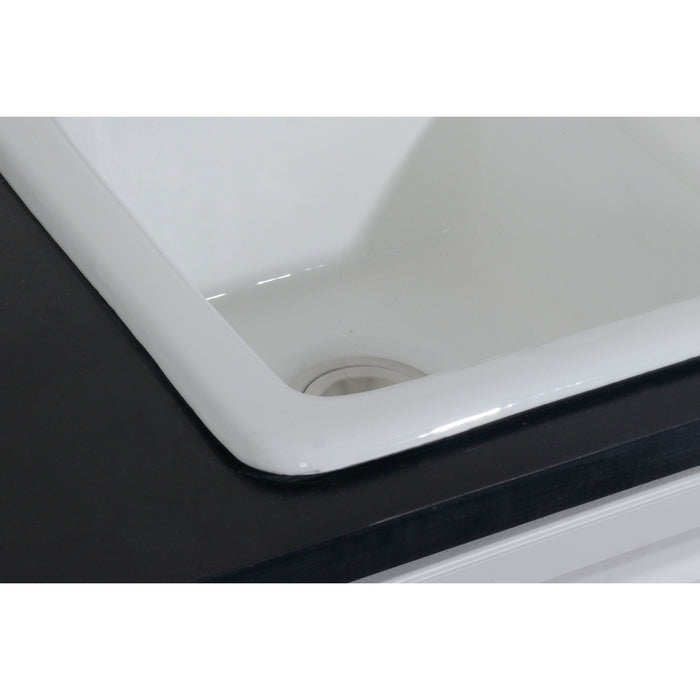 Gourmetier GT33229D4 Petra Galley 33" Cast Iron Self-Rimming Double Bowl Drop-In Kitchen Sink (4-Hole), White