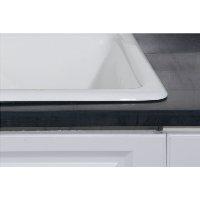 Gourmetier GT33229D5 Petra Galley 33" Cast Iron Self-Rimming Double Bowl Drop-In Kitchen Sink (5-Hole), White