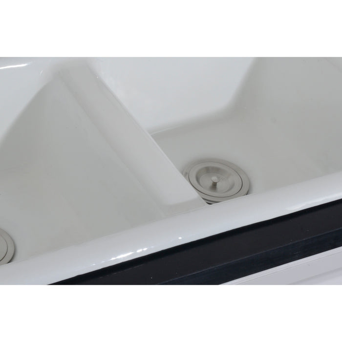 Gourmetier GT33229D5 Petra Galley 33" Cast Iron Self-Rimming Double Bowl Drop-In Kitchen Sink (5-Hole), White