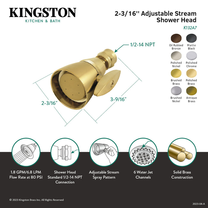 Kingston Brass K132A5 Made To Match 2-1/4" Round Adjustable Jet Spray Brass Shower Head, Oil Rubbed Bronze