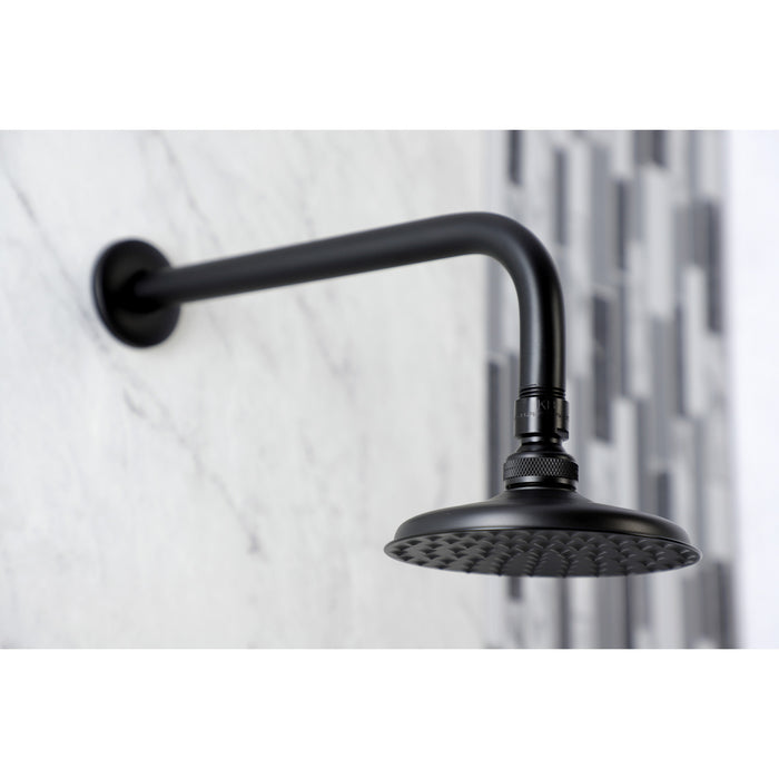 Kingston Brass K135A0CK Victorian 5-1/4" Round Raindrop Brass Shower Head with 12" Shower Arm, Matte Black
