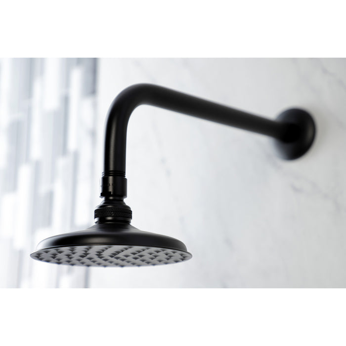 Kingston Brass K135A0CK Victorian 5-1/4" Round Raindrop Brass Shower Head with 12" Shower Arm, Matte Black