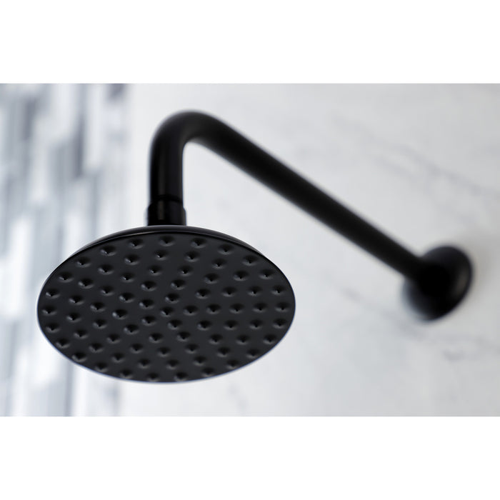 Kingston Brass K135A0CK Victorian 5-1/4" Round Raindrop Brass Shower Head with 12" Shower Arm, Matte Black