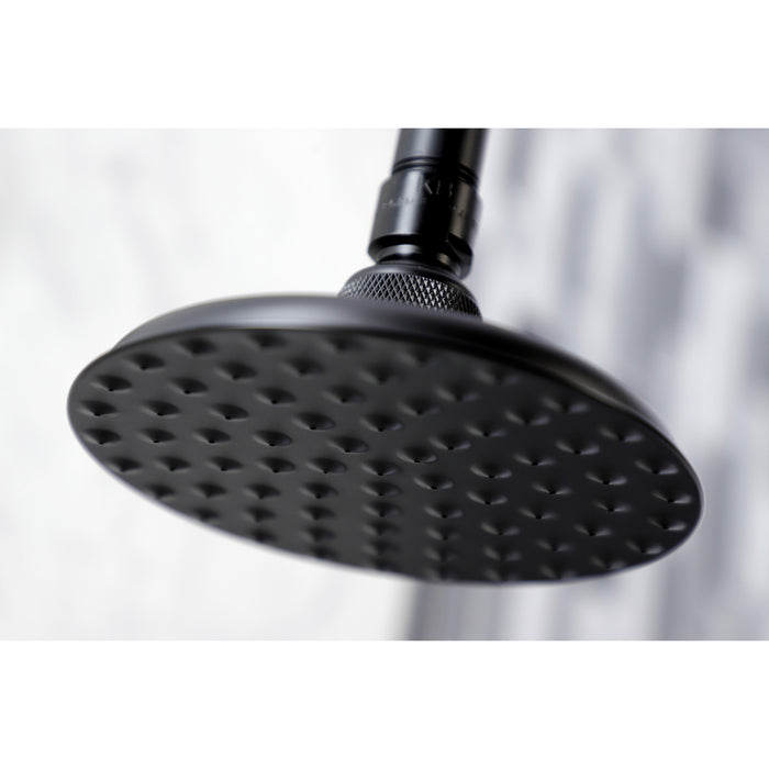 Kingston Brass K135A0CK Victorian 5-1/4" Round Raindrop Brass Shower Head with 12" Shower Arm, Matte Black
