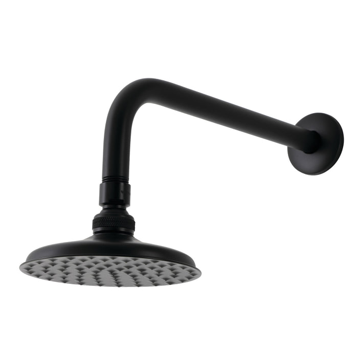 Kingston Brass K135A0CK Victorian 5-1/4" Round Raindrop Brass Shower Head with 12" Shower Arm, Matte Black