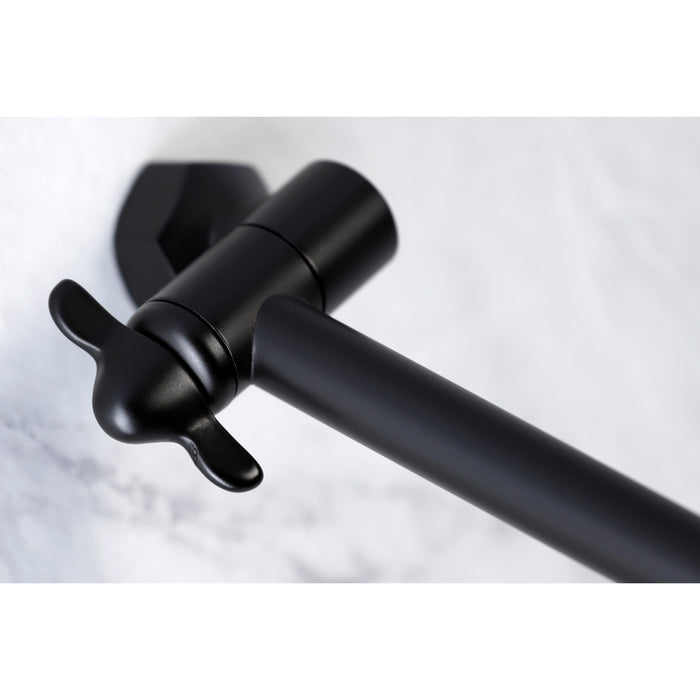 Kingston Brass K135K0MB Victorian 5-1/4" Round Raindrop Brass Shower Head with 10" High-Low Adjustable Shower Arm, Matte Black