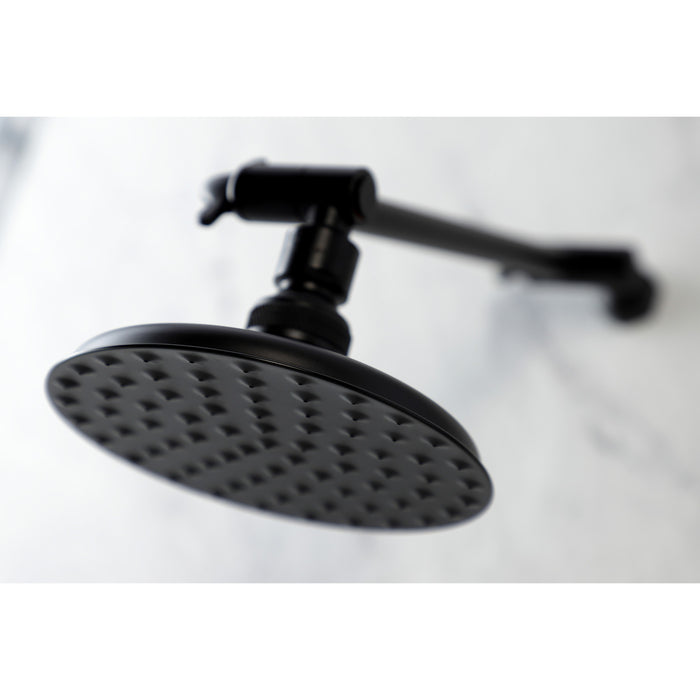 Kingston Brass K135K0MB Victorian 5-1/4" Round Raindrop Brass Shower Head with 10" High-Low Adjustable Shower Arm, Matte Black