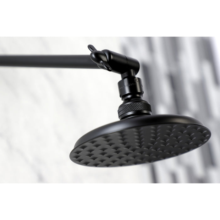 Kingston Brass K135K0MB Victorian 5-1/4" Round Raindrop Brass Shower Head with 10" High-Low Adjustable Shower Arm, Matte Black