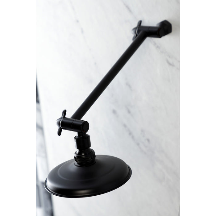Kingston Brass K135K0MB Victorian 5-1/4" Round Raindrop Brass Shower Head with 10" High-Low Adjustable Shower Arm, Matte Black