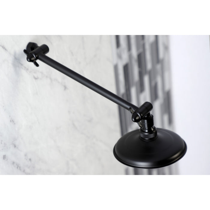 Kingston Brass K135K0MB Victorian 5-1/4" Round Raindrop Brass Shower Head with 10" High-Low Adjustable Shower Arm, Matte Black