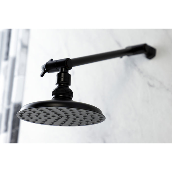 Kingston Brass K135K0MB Victorian 5-1/4" Round Raindrop Brass Shower Head with 10" High-Low Adjustable Shower Arm, Matte Black