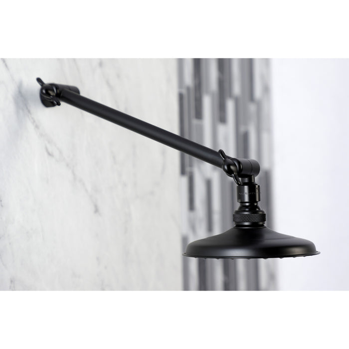 Kingston Brass K135K0MB Victorian 5-1/4" Round Raindrop Brass Shower Head with 10" High-Low Adjustable Shower Arm, Matte Black