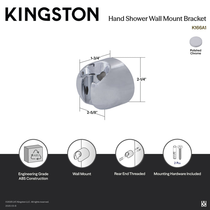 Kingston Brass K166A1 Vilbosch Hand Shower Wall Mount Bracket, Polished Chrome