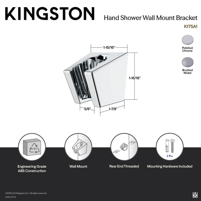 Kingston Brass K175A8 Trimscape Hand Shower Wall Mount Bracket, Brushed Nickel