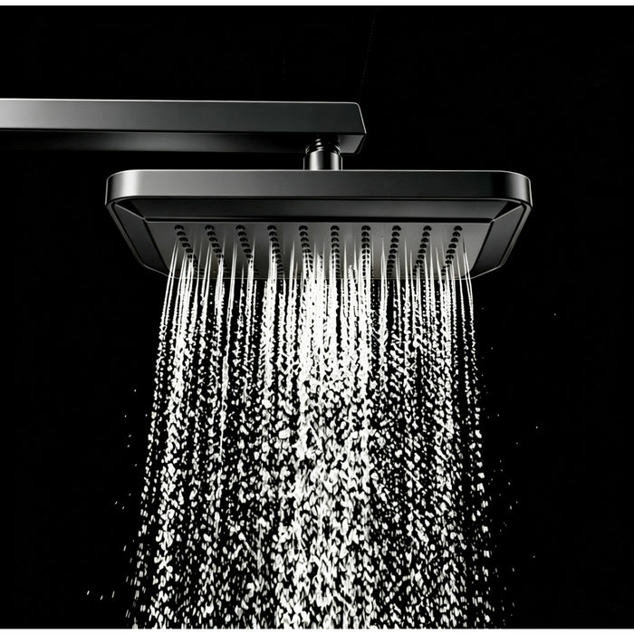 Kingston Brass K250A0 Claremont 9-5/8" Square Rainfall ABS Shower Head, Matte Black