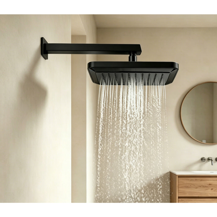 Kingston Brass K250A0 Claremont 9-5/8" Square Rainfall ABS Shower Head, Matte Black