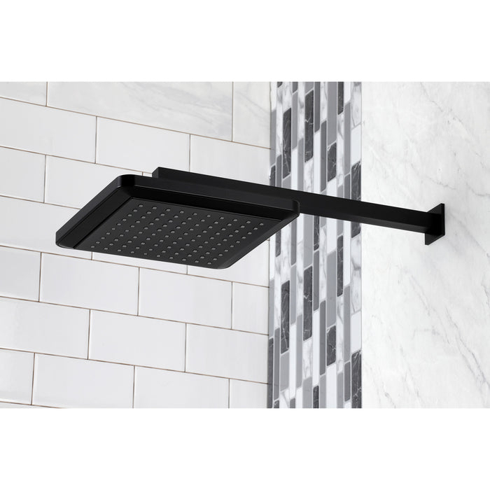 Kingston Brass K250A0CK Claremont 9-5/8" Square Raindrop ABS Shower Head with 15-3/4" Shower Arm, Matte Black